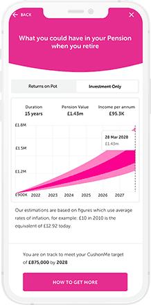 Cushon app retirement forecast