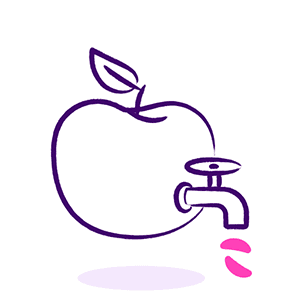 Illustration of a tap in an apple